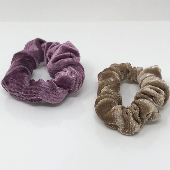Bundle of 2 Mini Velvet Scrunchies Hair Bands - Picture 2 of 4